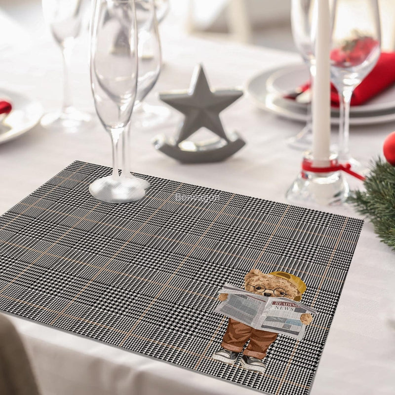 Hey Teddy 4'lü İnce Keten Kumaş Amerikan Servisi 50x35cm Bonvagon