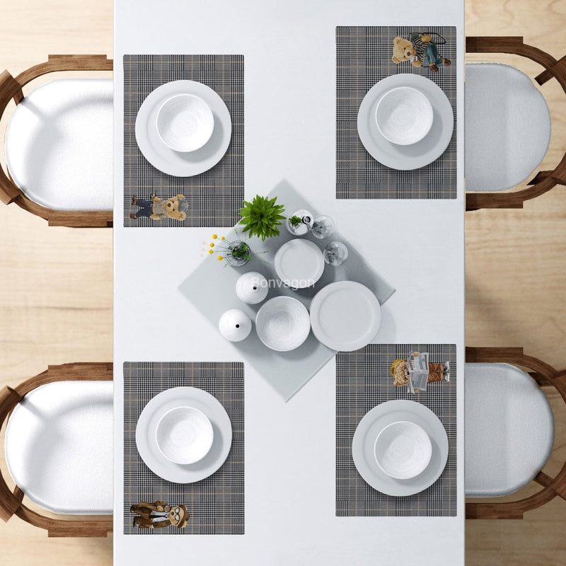 Hey Teddy 4'lü İnce Keten Kumaş Amerikan Servisi 50x35cm Bonvagon