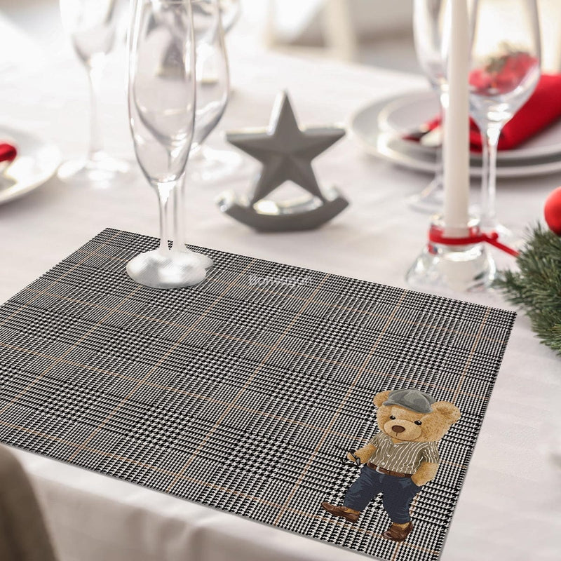 Hey Teddy 4'lü İnce Keten Kumaş Amerikan Servisi 50x35cm Bonvagon