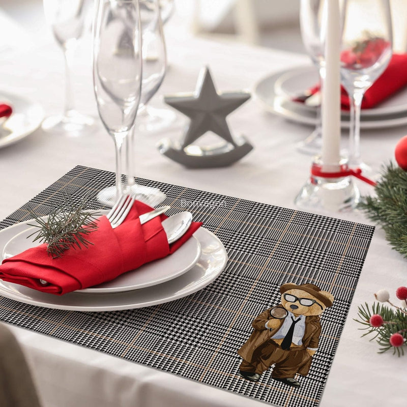 Hey Teddy 4'lü İnce Keten Kumaş Amerikan Servisi 50x35cm Bonvagon