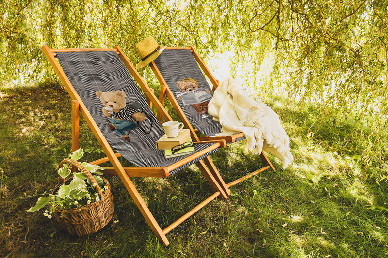 Hey Teddy Resting Katlanabilir Şezlong Katlanır Ahşap Lounge Chair - Kahve İçen