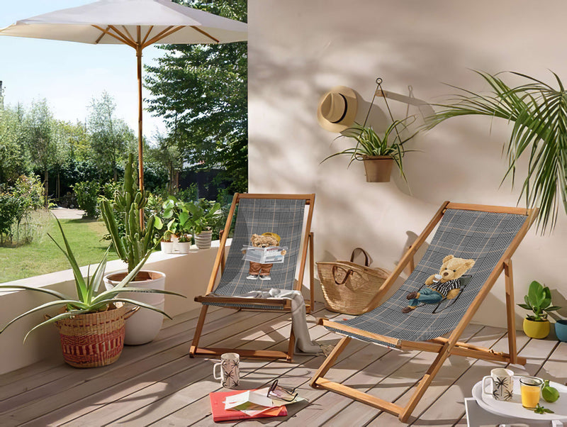 Hey Teddy Resting Katlanabilir Şezlong Katlanır Ahşap Lounge Chair - Kahve İçen