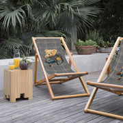 Hey Teddy Resting Katlanabilir Şezlong Katlanır Ahşap Lounge Chair - Kahve İçen