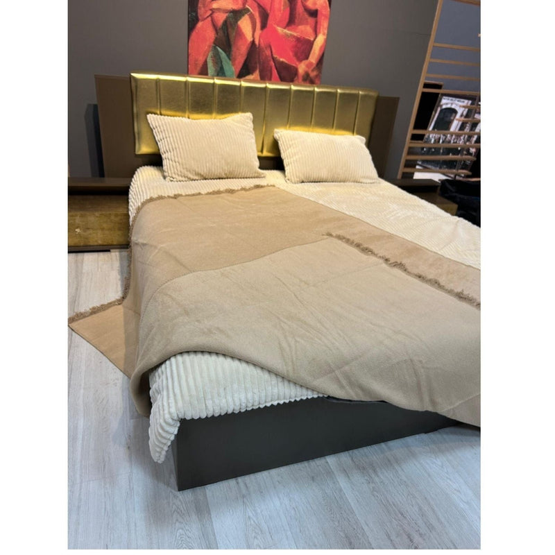 Home Pamuklu Battaniye Tek Kişilik 150 x 200 cm Bej %100 Pamuk