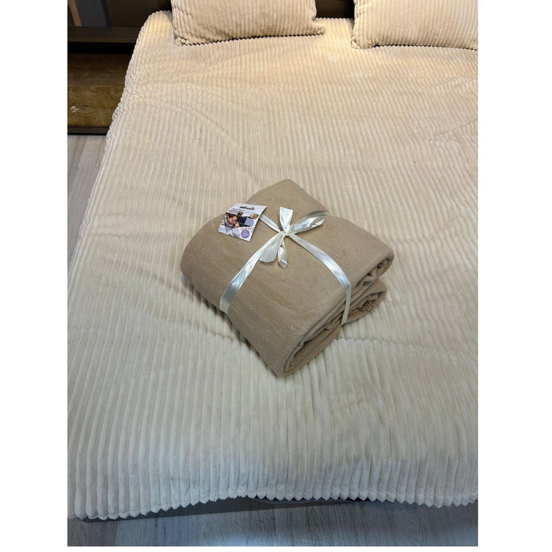 Home Pamuklu Battaniye Tek Kişilik 150 x 200 cm Bej %100 Pamuk Bonvagon