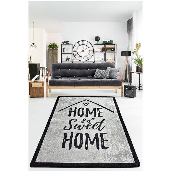 Home Sweet Home Dijital Baskılı Halı, Kaymaz Taban, Yıkanabilir Bonvagon