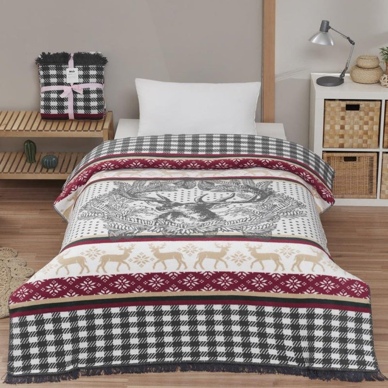 Home Tek Kişilik Pamuklu Battaniye 150x200 Adalı Dolce Bonita Home