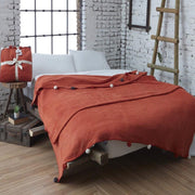 Home Tek Kişilik Ponponlu Pike Battaniye 150x200 Kiremit Dolce Bonita Home