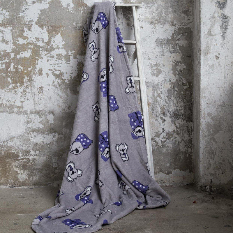 Our House Wellsoft Çift Kişilik Battaniye Koala Bear Mor Bonvagon