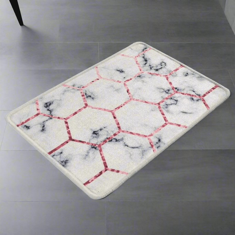 Honeycomb Dijital Baskılı 40x60cm Banyo Paspas ve Halısı, Kaymaz Taban, Yıkanabilir Bonvagon