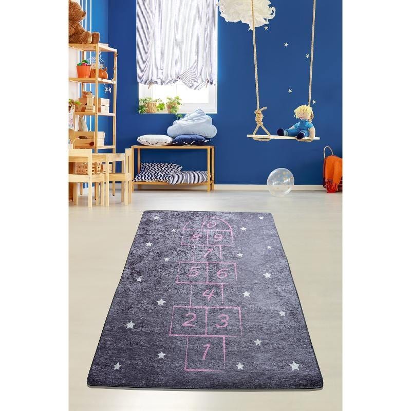Hopscotch Grey Çocuk Halısı, Kaymaz Taban, Yıkanabilir Bonvagon