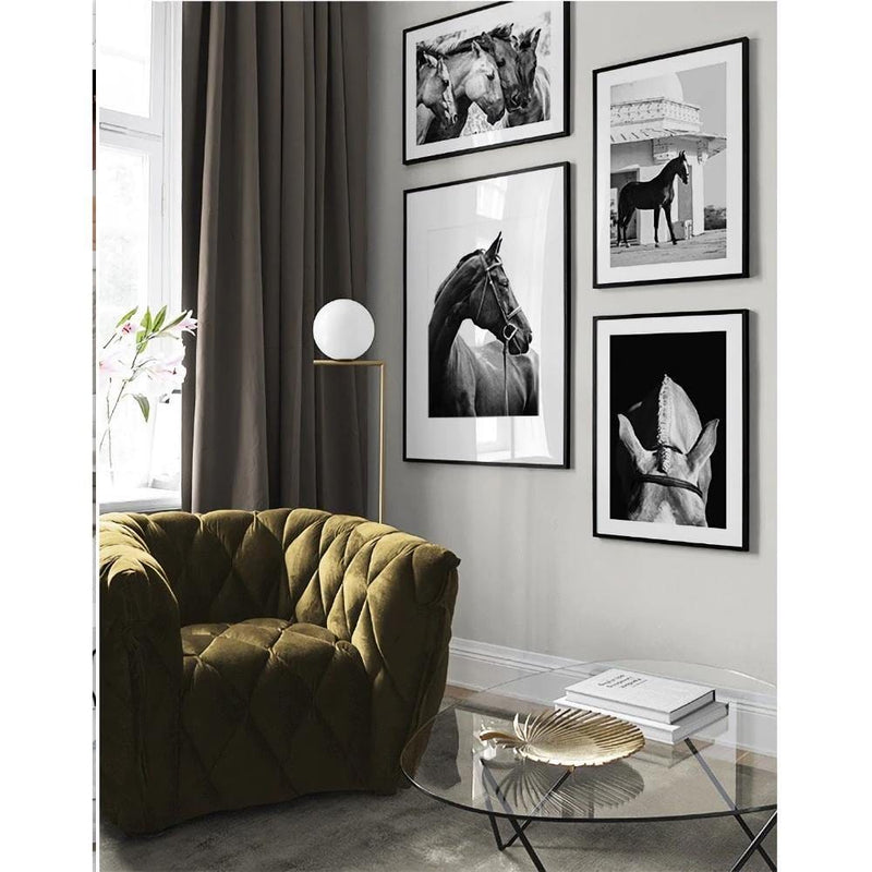 Horses 4 Parça Çerçeve Görünümlü Ahşap Tablo Seti Bonvagon