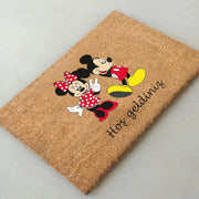 Hoş geldiniz Mickey Mouse Doğal Koko Hindistan Cevizi Kapı Önü Paspas 60x40cm