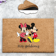 Hoş geldiniz Mickey Mouse Doğal Koko Hindistan Cevizi Kapı Önü Paspas 60x40cm