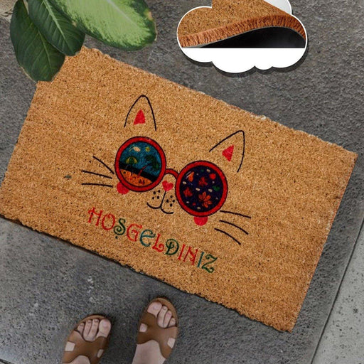 Hoşgeldiniz Sunglasses Doğal Koko Hindistan Cevizi Kapı Önü Paspas 60x40cm