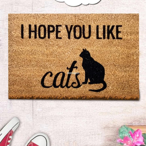 I Hope You Like Cats Doğal Koko Hindistan Cevizi Kapı Önü Paspas 60x40cm