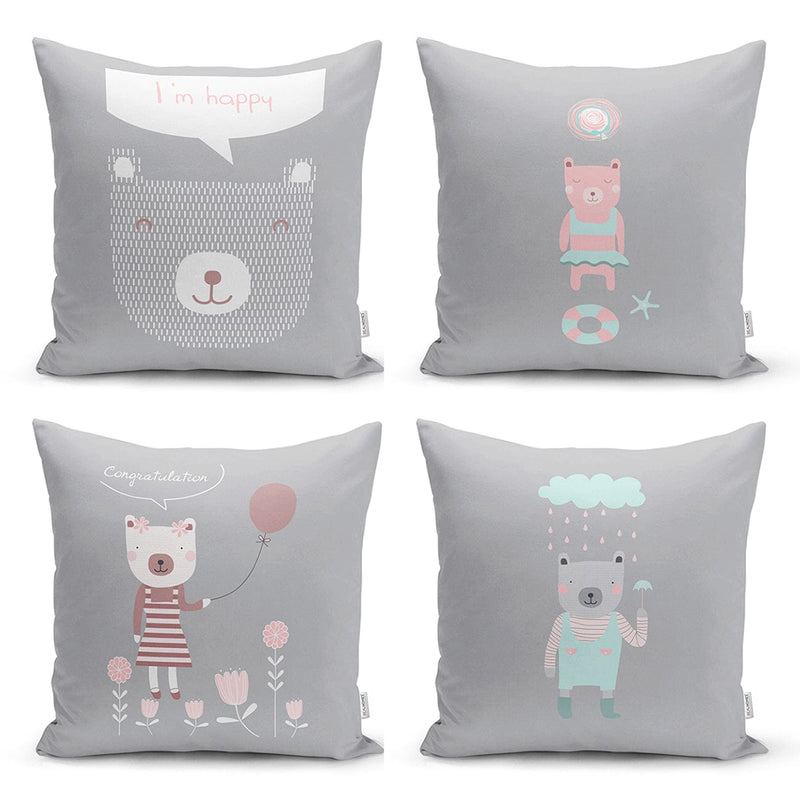 I'm Happy 4lü Kırlent Kılıf Seti Bonvagon