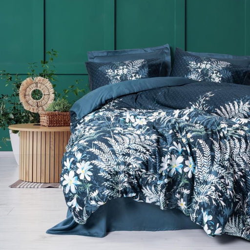 Imvelo Petrol Saten Nevresim Takımı Çift Kişilik 83 Tel %100 Pamuk 4 adet Yastık Kılıfı Bonvagon