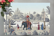 Indian Elephants 4lü İnce Keten Kumaş Amerikan Servisi 50x35cm