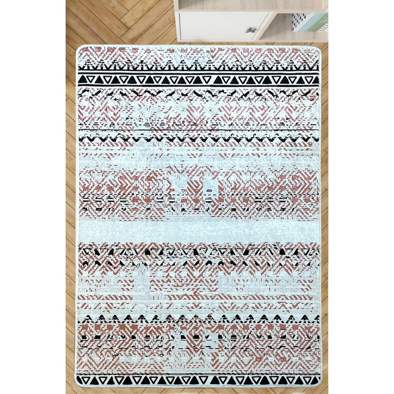 Indian Raquel Dijital Baskılı Halı, Kaymaz Taban, Yıkanabilir Bonvagon