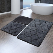 Infinity Antrasit 3lü Set Akrilik Banyo Paspas ve Halısı, Kaymaz Taban, Yıkanabilir Bonvagon