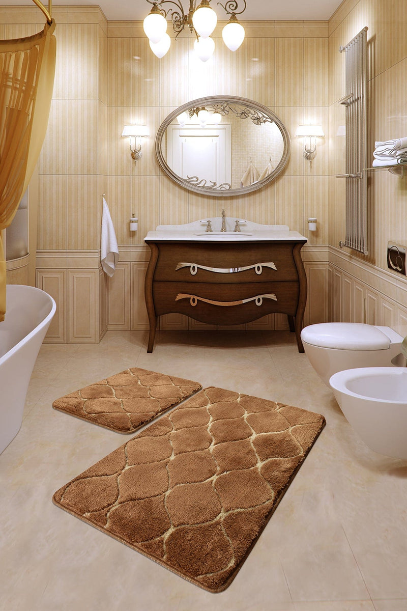 Infinity Caramel 2li Set Akrilik Banyo Paspas ve Halısı, Kaymaz Taban, Yıkanabilir Bonvagon