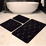 Infinity Siyah 3lü Set Akrilik Banyo Paspas ve Halısı, Kaymaz Taban, Yıkanabilir Bonvagon