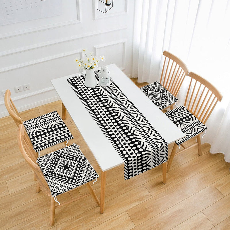 İskandinav Desen Tasarımlı 4 Fermuarlı Sandalye Minderi 1 Runner Seti Bonvagon