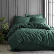 Jakarlı Saten 83 Tel Çift Kişilik Nevresim Takımı Hexa Yeşil 4 adet Yastık Kılıfı Bonvagon