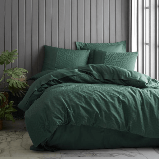 Jakarlı Saten 83 Tel Çift Kişilik Nevresim Takımı Hexa Yeşil 4 adet Yastık Kılıfı Bonvagon