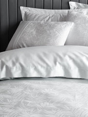 Jakarlı Saten Çift Kişilik Nevresim Takımı Leaf Buz Mavisi Bonvagon