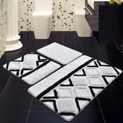 Jane Beyaz 3lü Set Banyo Halısı, Kaymaz Taban, Yıkanabilir Bonvagon