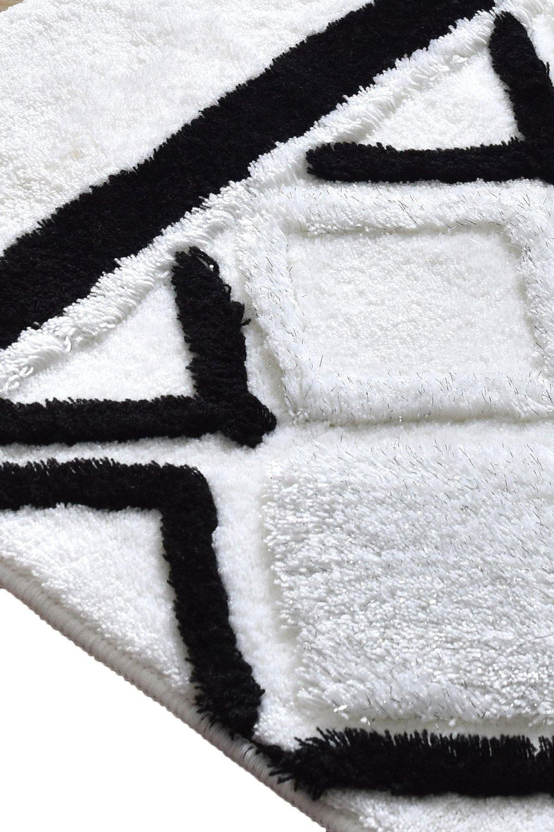 Jane Beyaz 3lü Set Banyo Halısı, Kaymaz Taban, Yıkanabilir Bonvagon