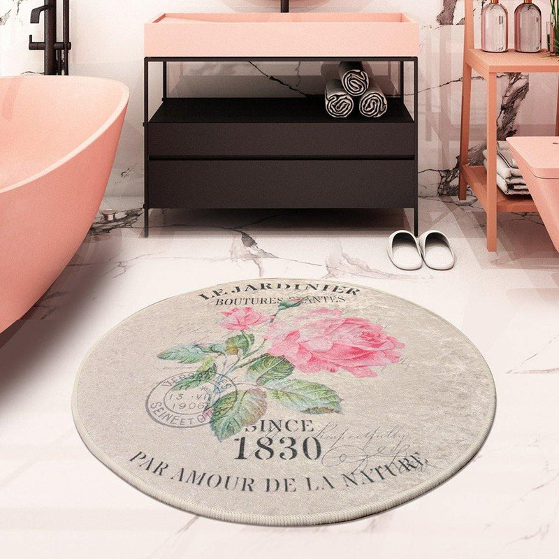 Jardiner Çap100cm Dijital Baskılı Mutfak Halısı, Kaymaz Taban, Yıkanabilir Bonvagon