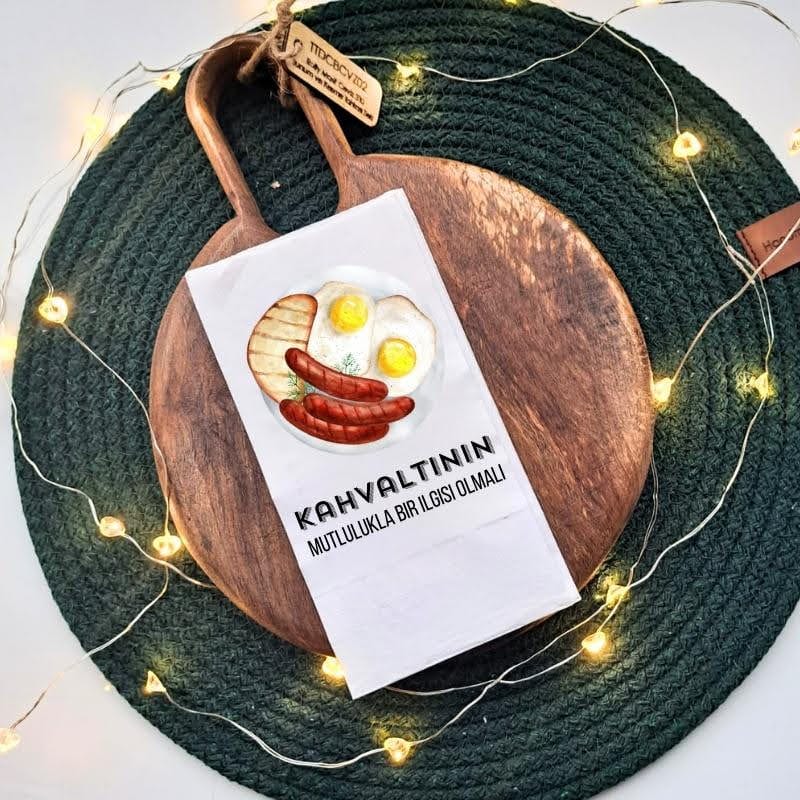 Kahvaltının Mutlulukla Bir İlgisi Olmalı Yazılı Mottolu Peçete Bonvagon