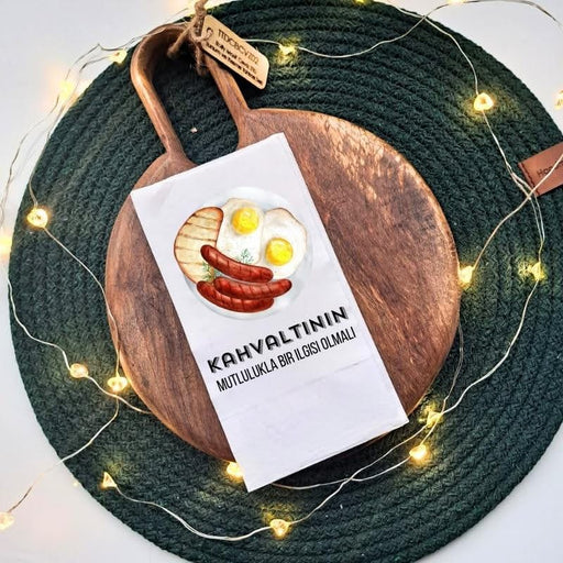 Kahvaltının Mutlulukla Bir İlgisi Olmalı Yazılı Mottolu Peçete Bonvagon