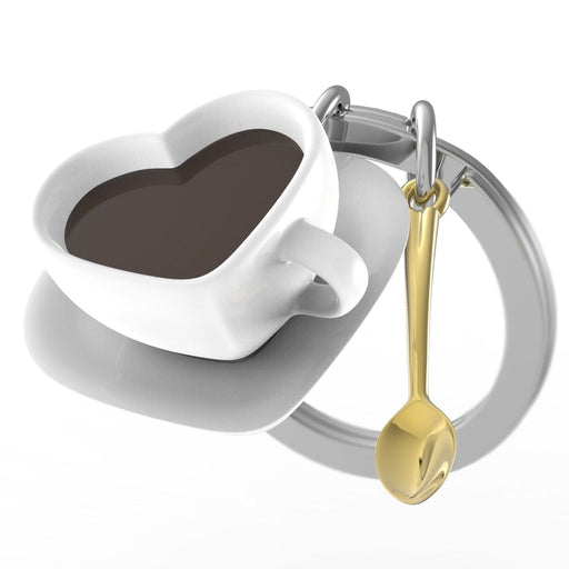 Kahve Fincanı Kalp Şeklinde Çelik Halkalı Anahtarlık Metalmorphose Bonvagon