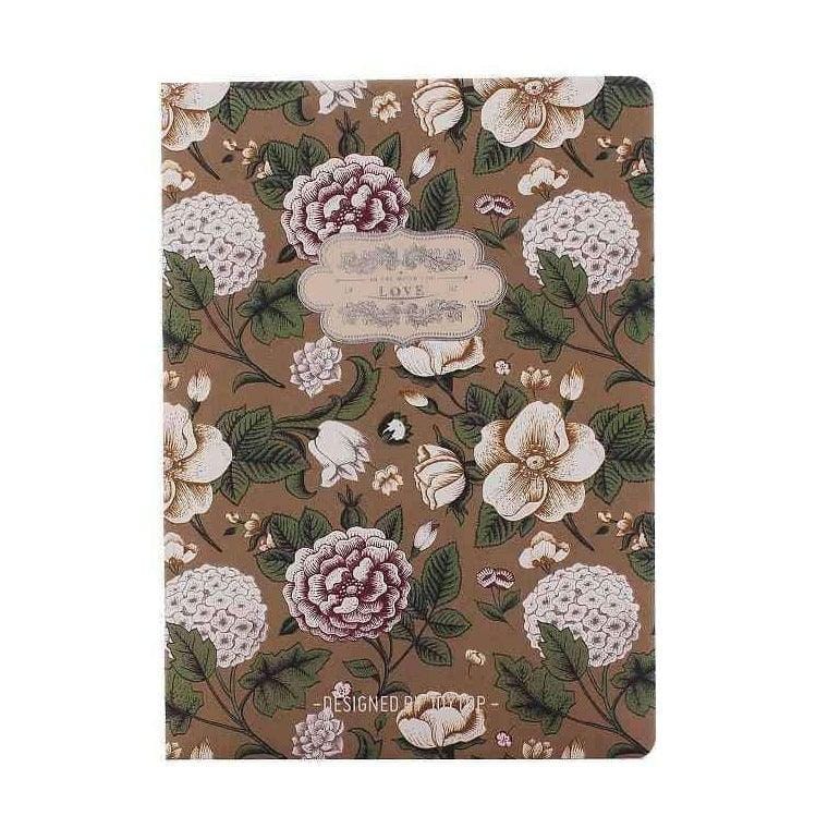Kahverengi Çiçekli Sert Kapaklı Defter Bonvagon