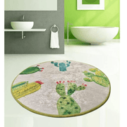 Kaktüs Çap 100cm Dijital Baskılı Banyo Paspas ve Halısı, Kaymaz Taban, Yıkanabilir Bonvagon