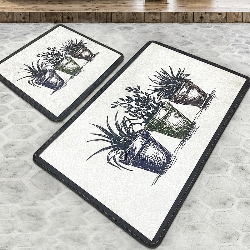 Kakule 2li Set Dijital Banyo Halısı, Kaymaz Taban, Yıkanabilir Bonvagon