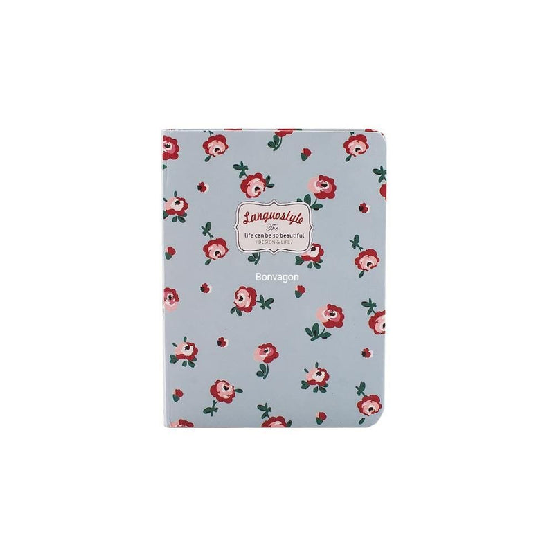 Kalın Kapaklı Çiçekli Defter Mavi 108x148mm Bonvagon