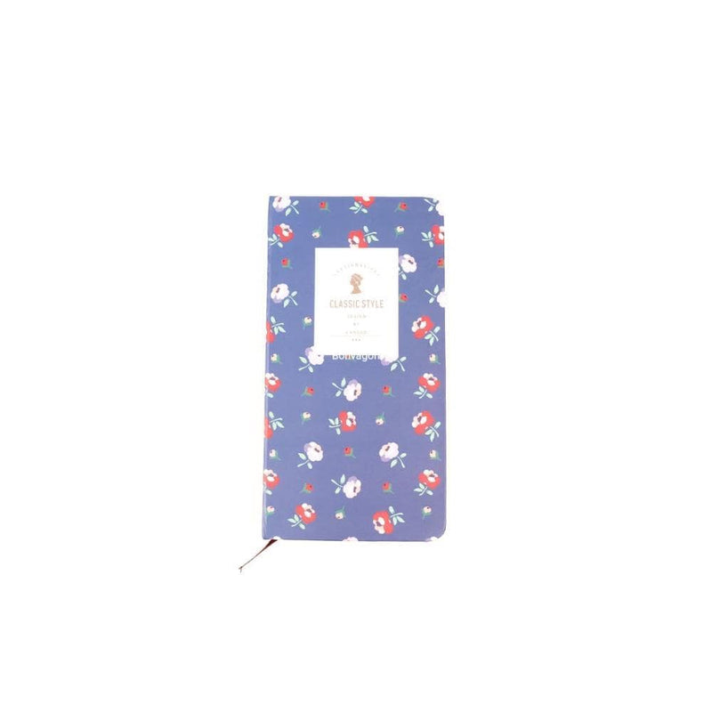 Kalın Kapaklı Mavi Çiçekli Defter 178x96mm Bonvagon