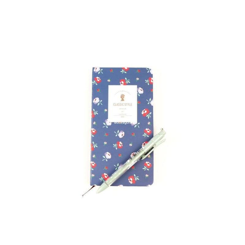 Kalın Kapaklı Mavi Çiçekli Defter 178x96mm Bonvagon