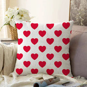 Kalp Desen Dijital Baskılı Raşel Kadife Yastık Kırlent Kılıfı Bonvagon