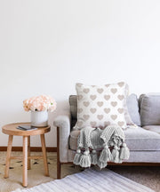 Kalp Desen Dijital Baskılı Raşel Kadife Yastık Kırlent Kılıfı Bonvagon