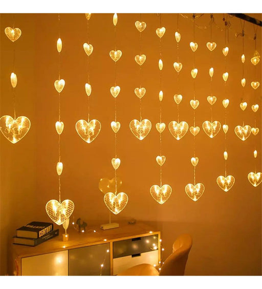 Kalp Perde Led Işık 3m 6 Sıra 12 Adet Gün Işığı Bonvagon