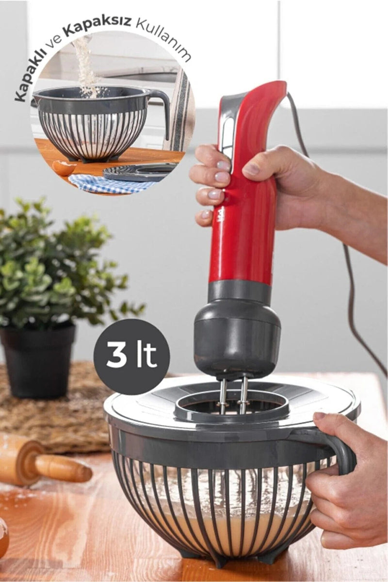 Kapaklı Mikser Kabı 3 Litre Siyah Bonvagon