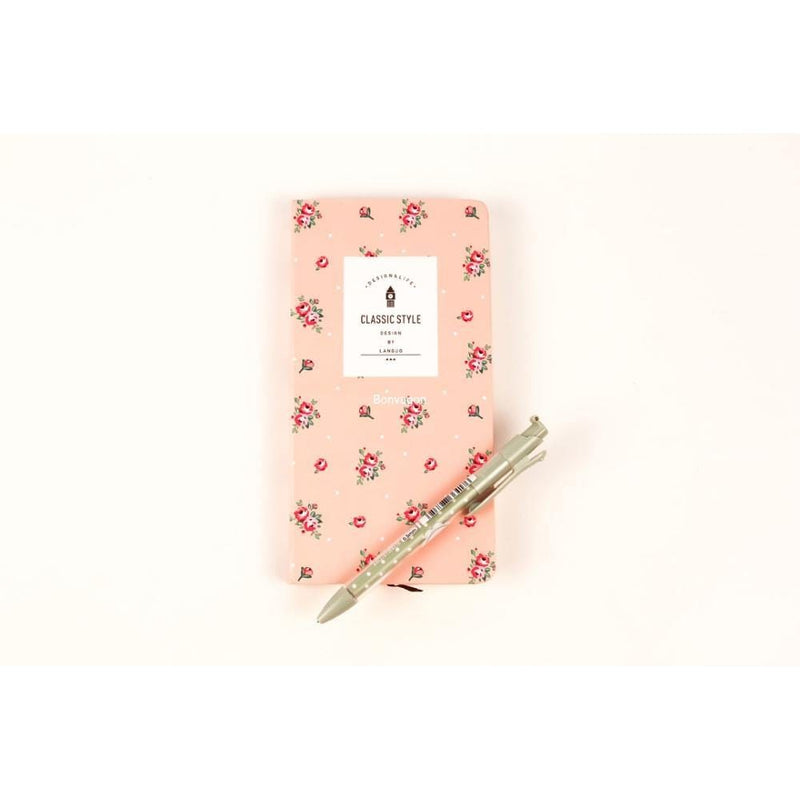 Kapaklı Pembe Çiçekli Defter 178x96mm Bonvagon