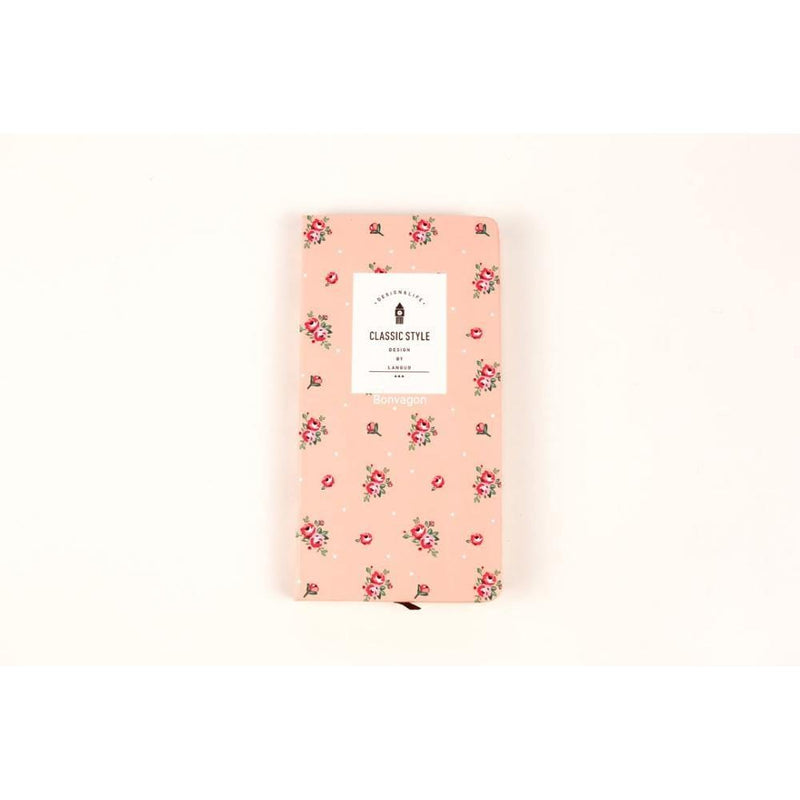 Kapaklı Pembe Çiçekli Defter 178x96mm Bonvagon