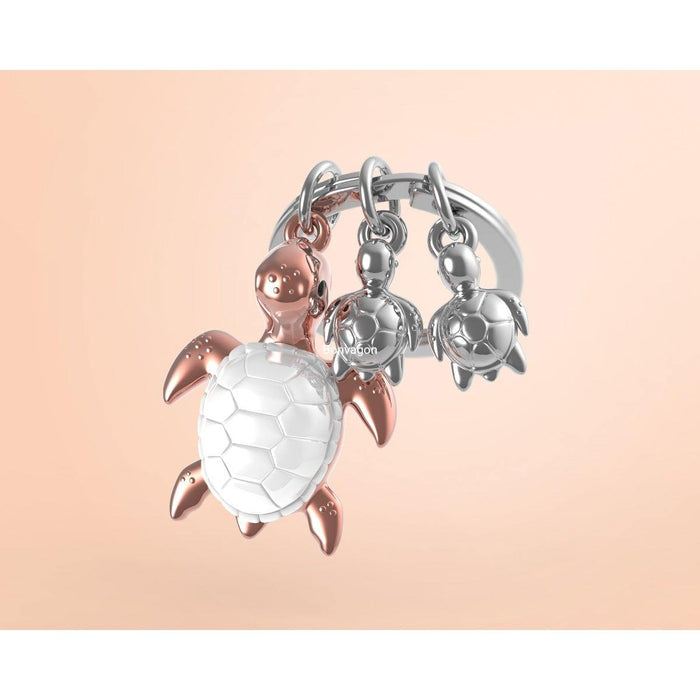 Kaplumbağa Ailesi Anahtarlık Çelik Halkalı Metalmorphose Bonvagon